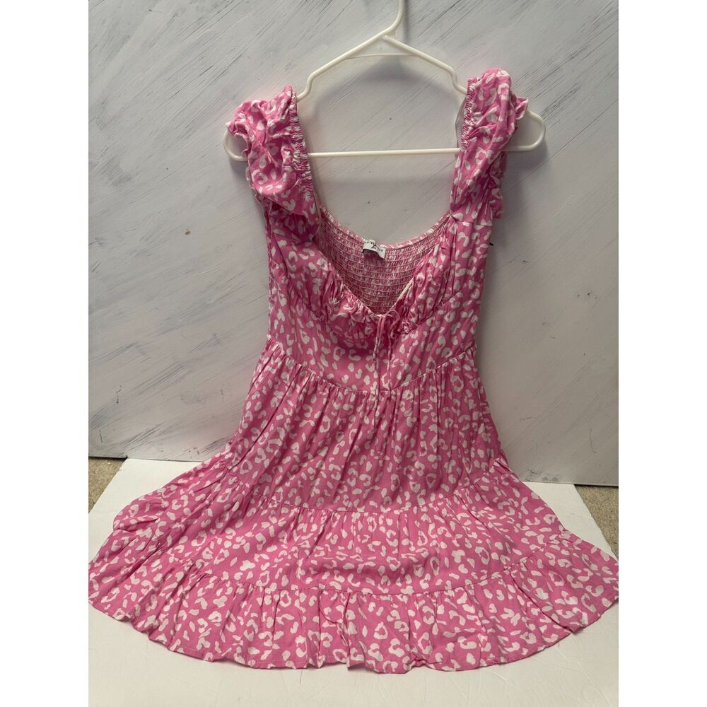 Thatsofetch Pink Animal Print Smocked Dress Size 14